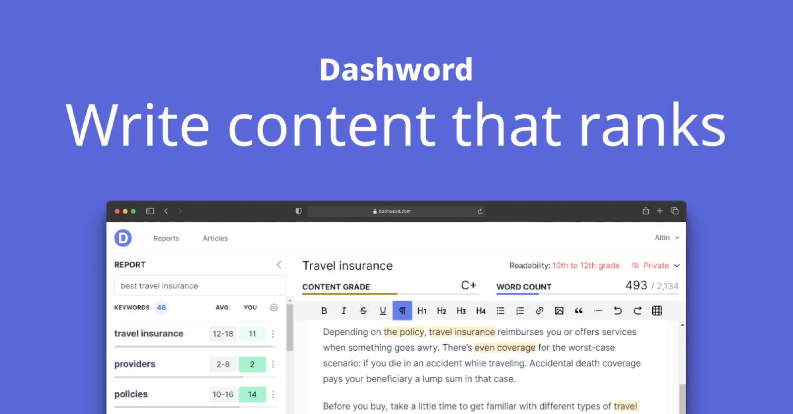 Dashword product screenshot