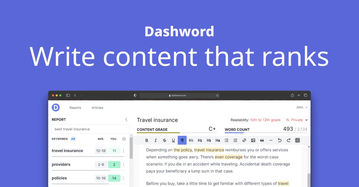 Dashword product screenshot