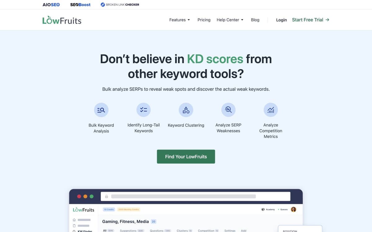 LowFruits product screenshot