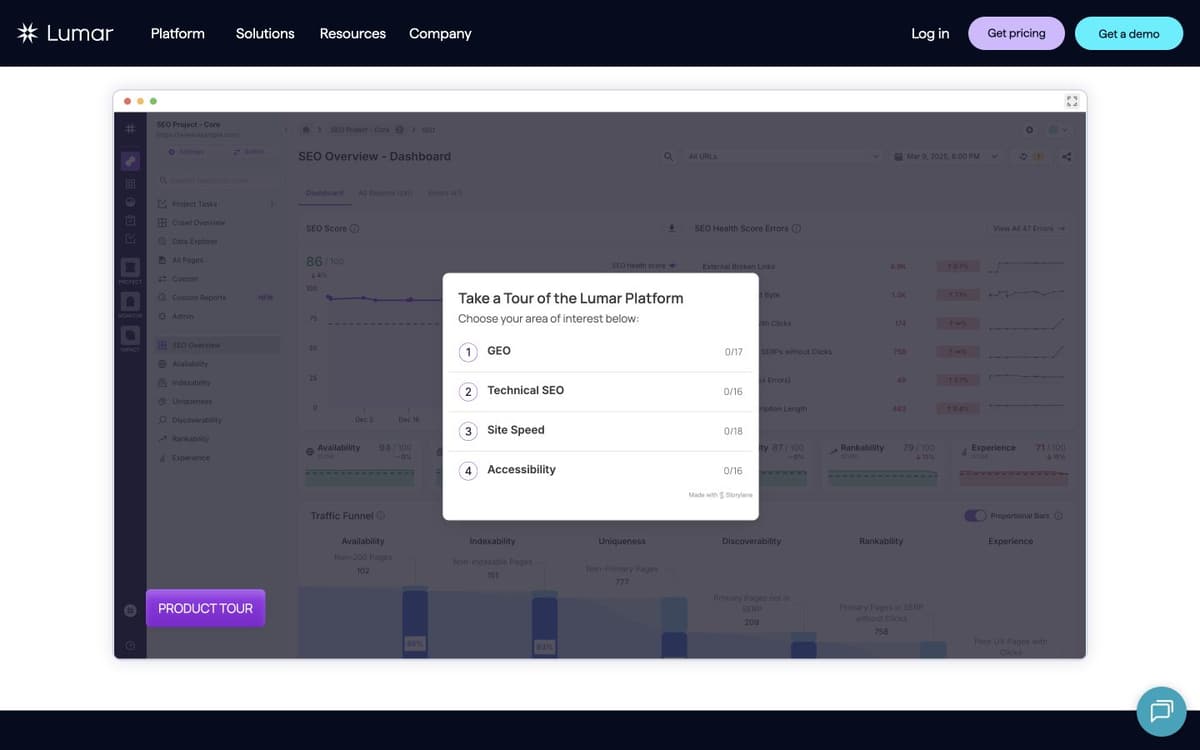 Lumar product screenshot