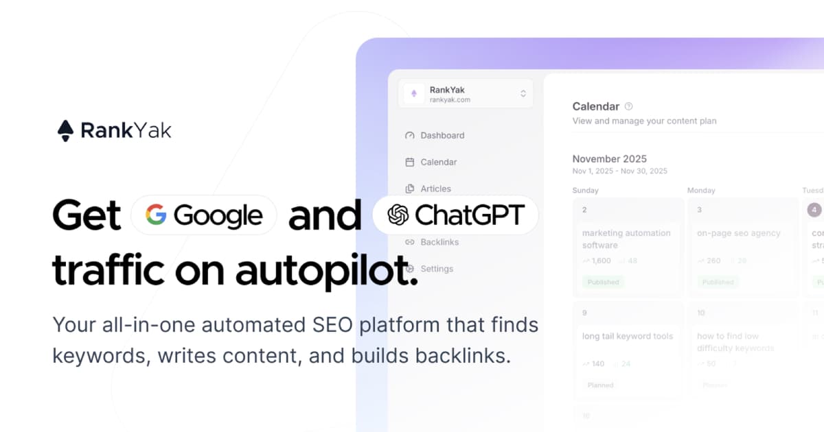 RankYak product screenshot