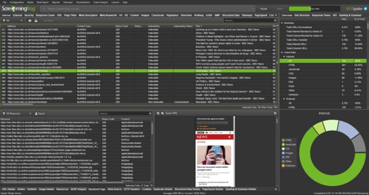 Screaming Frog SEO Spider product screenshot