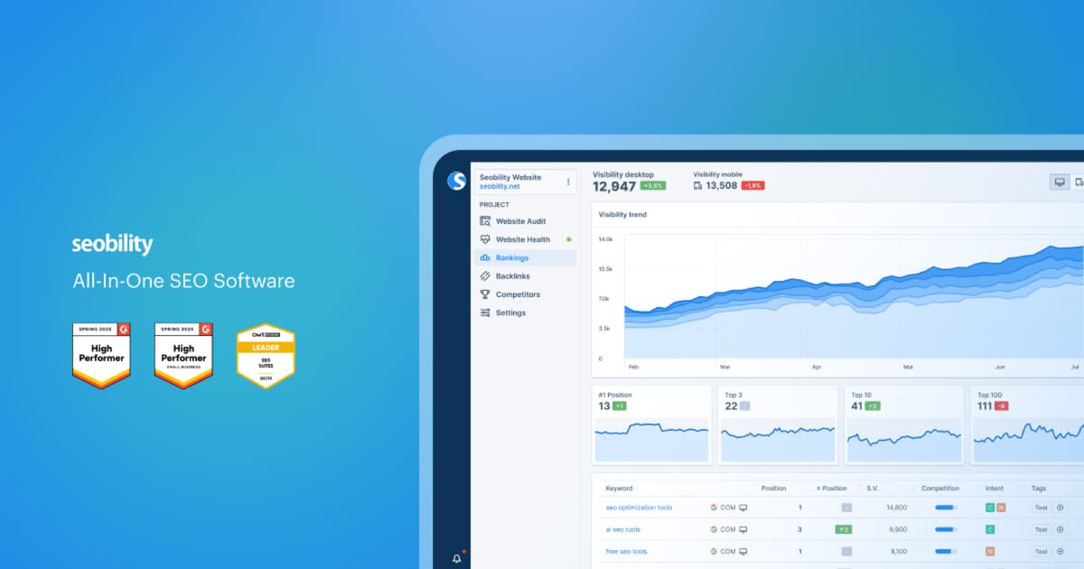 Seobility product screenshot