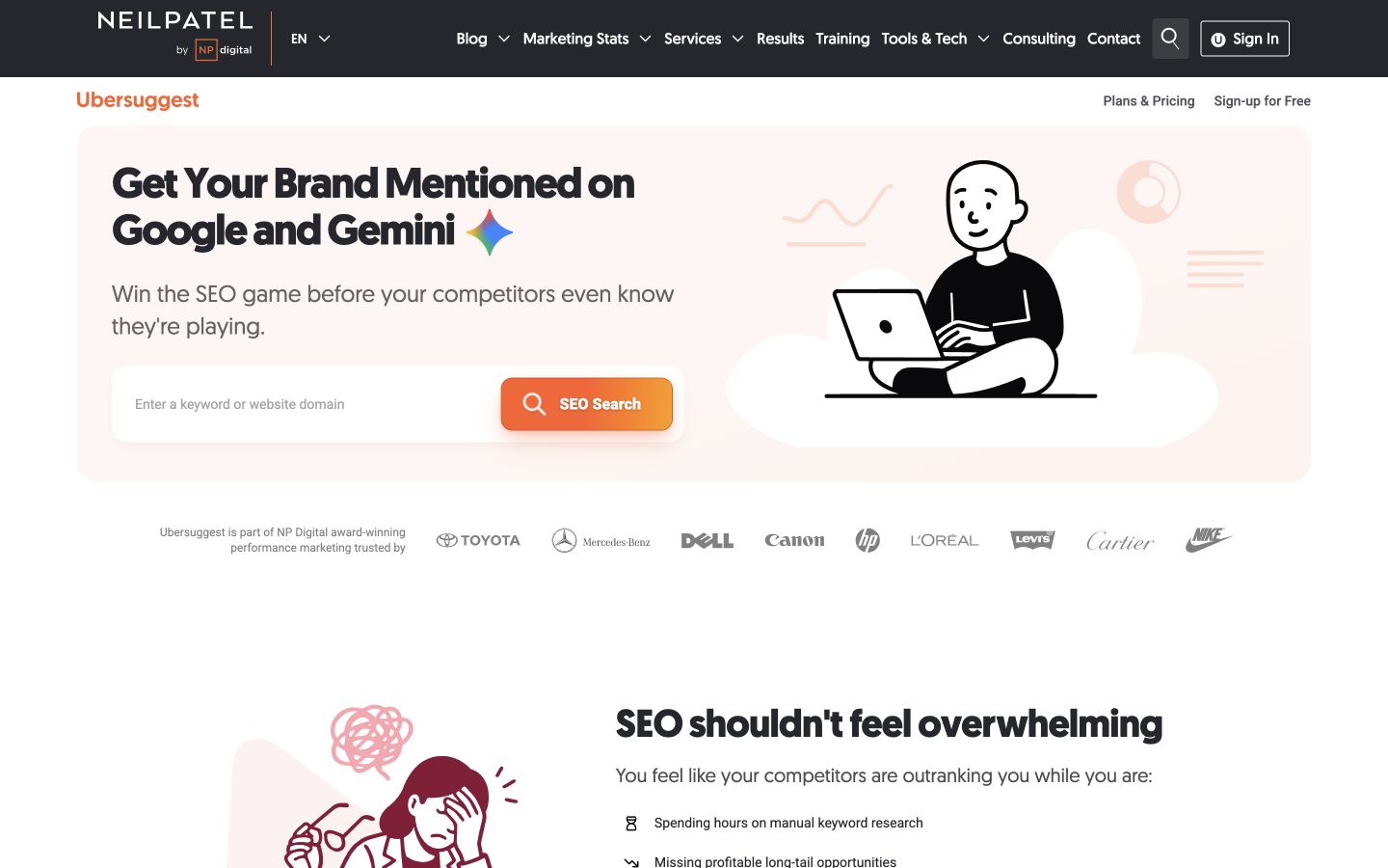 Ubersuggest product screenshot