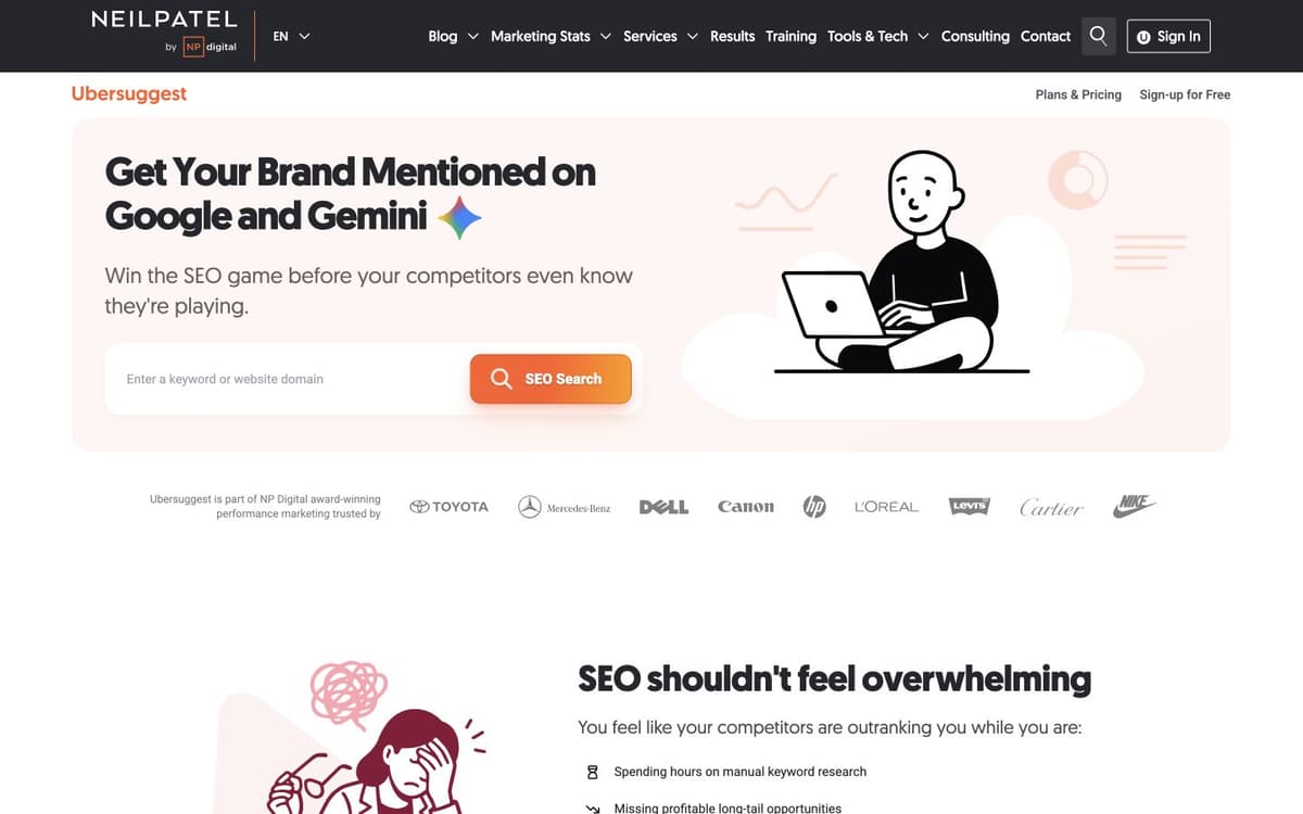 Ubersuggest product screenshot